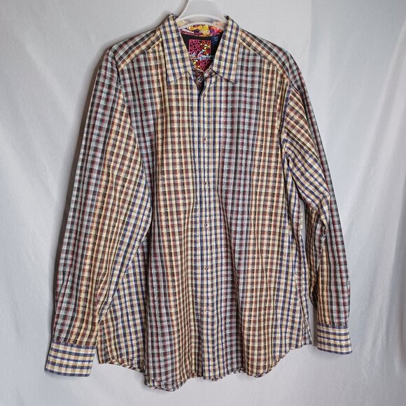 Robert Graham Shirt Style Distinctive Mens 2XLT Multicolor Plaid LongSleeve Flip - Picture 1 of 8